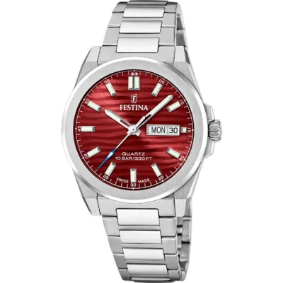 Ελβετικό Ανδρικό Festina 🇨🇭 με ατσάλινο μπρασελέ F20073/6