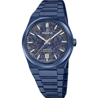 Ελβετικό Ανδρικό Festina 🇨🇭 με ατσάλινο μπρασελέ F20078/2
